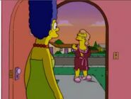 Mrs. Muntz outside the Simpson House.