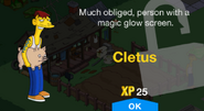 Cletus' unlock screen.