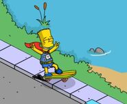 Daredevil Bart performing dangerous tricks.