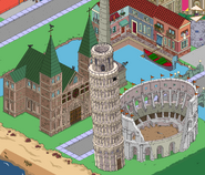 Leaning Tower in the game with Colloseum and the Old Cathedral