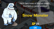 Snow Monster's unlock screen.