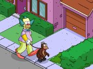 Krusty walking Mr. Teeny.