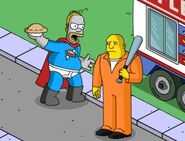 Pie Man attacking a felon.
