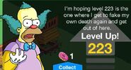 One of Krusty's random level up messages.