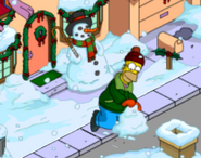 Homer making a snowman during the Christmas 2013 Event.