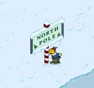 Little Helper Ralph licking the North Pole.