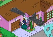 Professor Frink riding flying machine.