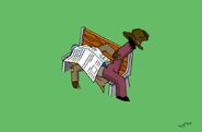 Lampwick sleeping under a newspaper.