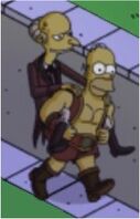 Strongman Homer Piggybacking Mr. Burns.