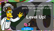 Professor Frink's first level up message.