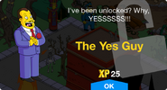 The Yes Guy's unlock screen.
