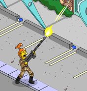 Brandine defending Springfield from terrorists.