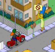 Marge protesting.