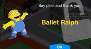 Ballet Ralph's unlock screen.