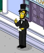 Abraham Lincoln giving a public address.