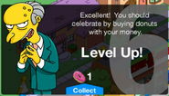 Mr. Burns' first level up message.