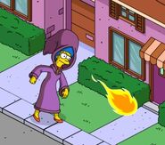 Wizard Marge throwing fireballs.