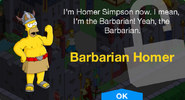 Barbarian Homer's unlock screen.