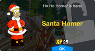 Santa Homer's unlock screen.