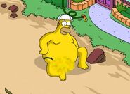 King-Size Homer letting it all hang out on the beach.