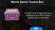 Monte Burns' Casino Mystery Box Notification