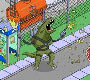 Petroleus Rex terrorizing Springfield.