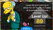 One of Mr. Burns' random level up messages.