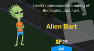 Alien Bart's unlock screen.