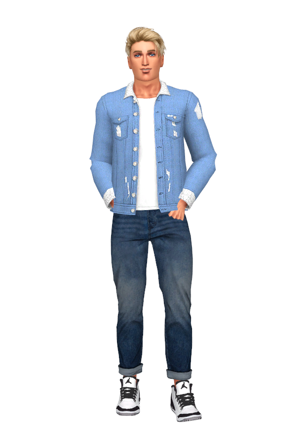 The Sims Resource - Denim Jacket and T-Shirt Top