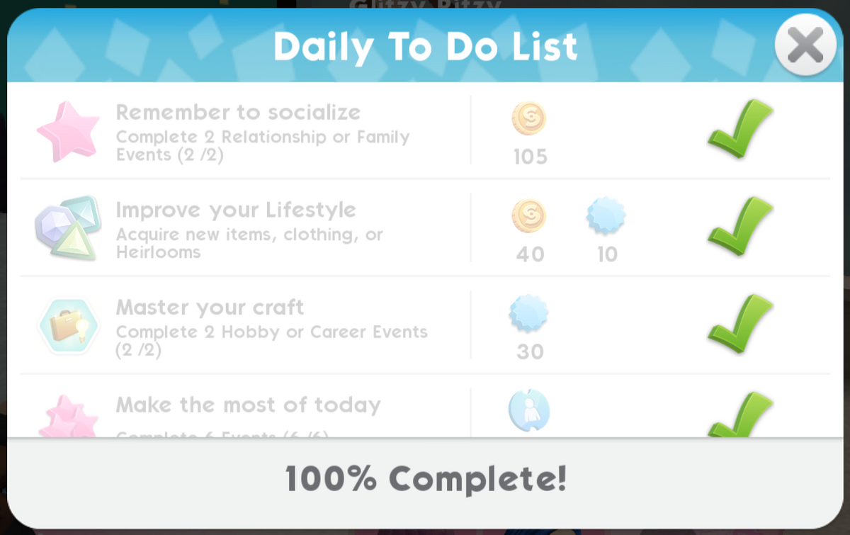 the sims mobile daily tasks - Rachybop