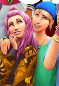 Dela Ostrow and Mia Hayes, who are girlfriends, on the updated cover of The Sims 4.