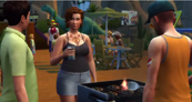 Sims having a BBQ in TS4