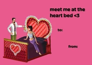 The heart-shaped bed on a promotional Valentine's Day 2025 card.[1]