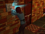 A keystone is inserted into a lock.