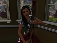A Sim playing the Bass in The Sims 3.