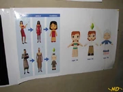 MySims concept art showing Bella and /, and the game outfits inspired by them