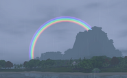 An exceptionally visible rainbow near Sunlit Tides.