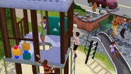Mortimer Goth playing with Bella on the play set while Bella's mom argues with another lady