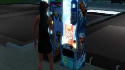 A Sim kicking a vending machine to get drink