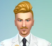 Loki in his main every day attire (a lab coat) in The Sims 4