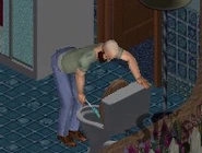 Cleaning the toilet