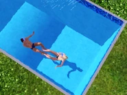 Two Sims holding a breath contest in The Sims 3.