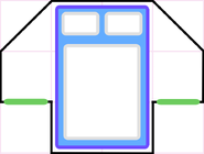 Smallest needed space to use a doublebed, if doors are possible on both sides. The same general concept works for singlebeds by only using one-half of this graph.