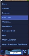 Edit Town button in the options menu