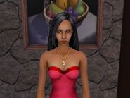 Strangetown Bella Goth in front of picture