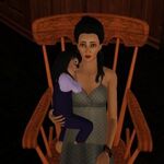 Pregnant Bella holding Cassandra.