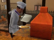 Chef making pizza TS3.jpg (86 KB) A Sim putting a Monte Vista-type pizza into a pizza oven.