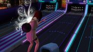 Fairy with white wings playing cosmic bowling.[TS3:UL]