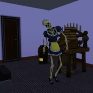 Zombie Bonehilda which was resurrected by a Witch's spell.