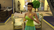 Sim eating while embarrassed